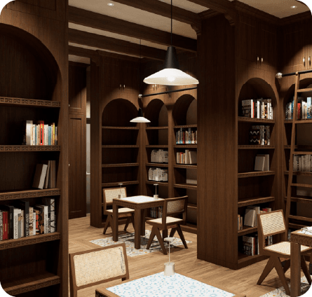 ركن المطالعة بإضاءة هادئة